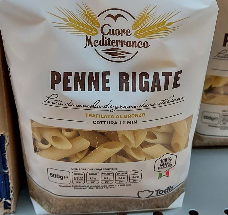 Pasta cuore mediterraneo trafilata Todis