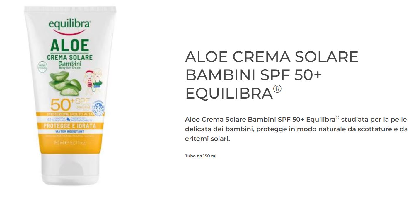 Aloe crema solare equilibria sfp 50+ bambini