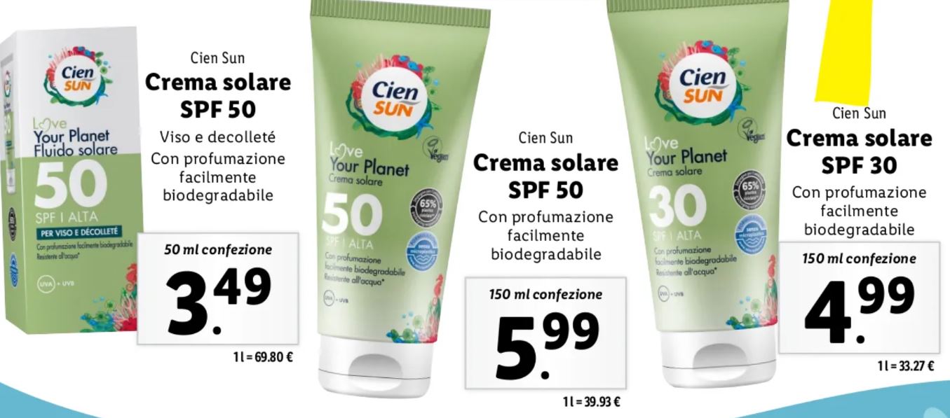 Crema solare Cien Lidl