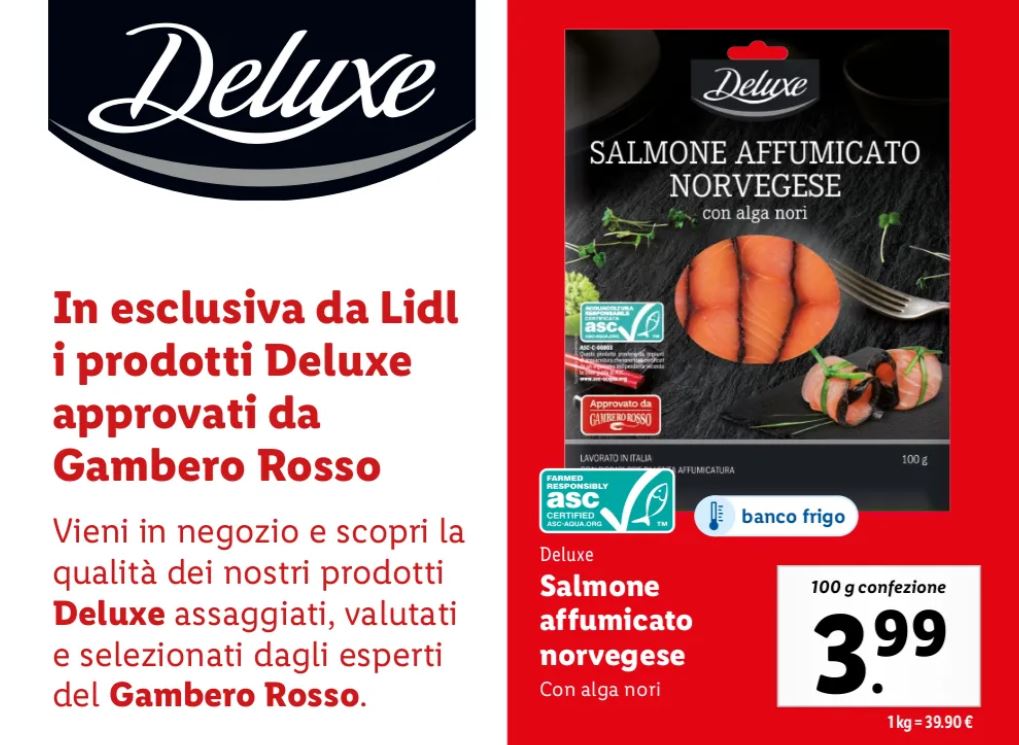 Salmone affumicato norvegese con alga nori offerta Lidl