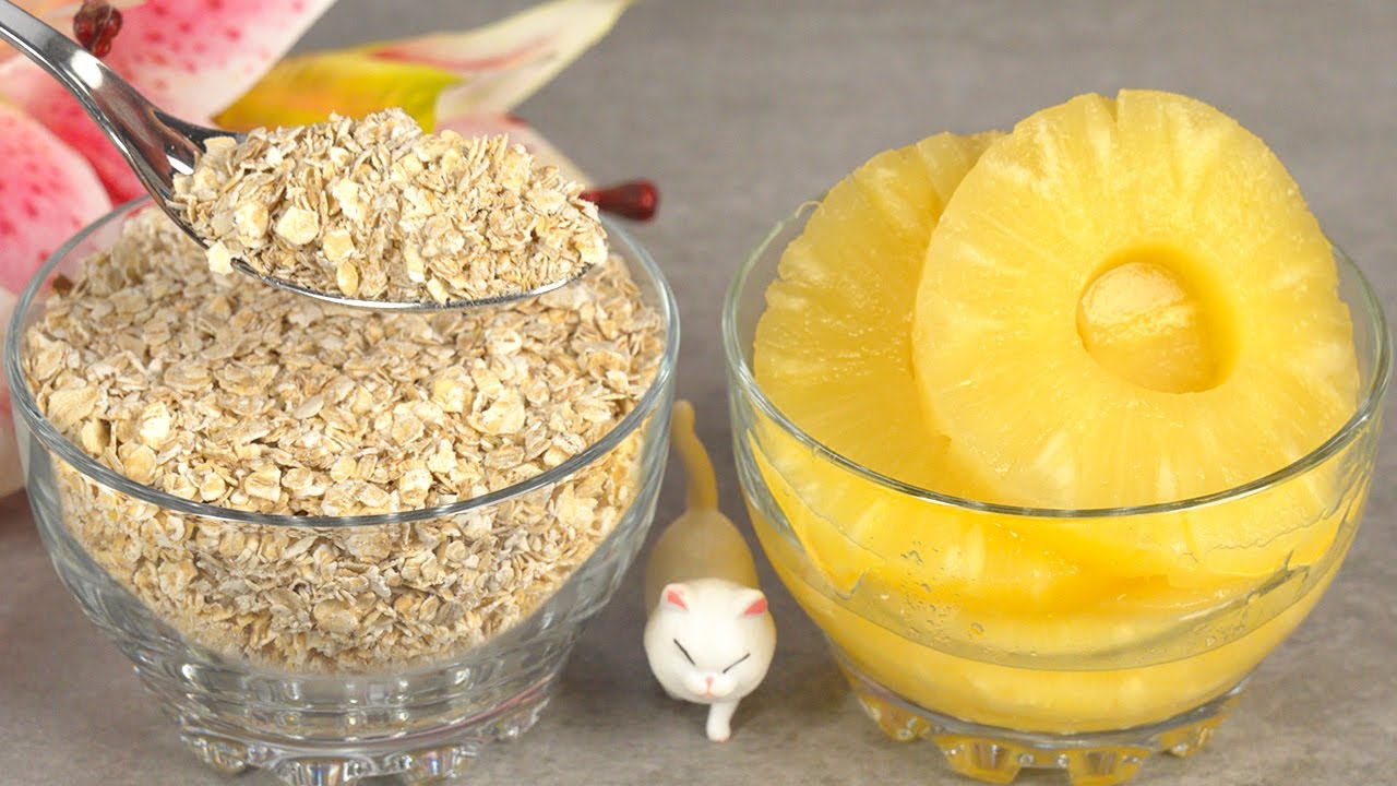 Dessert avena, ananas e chia