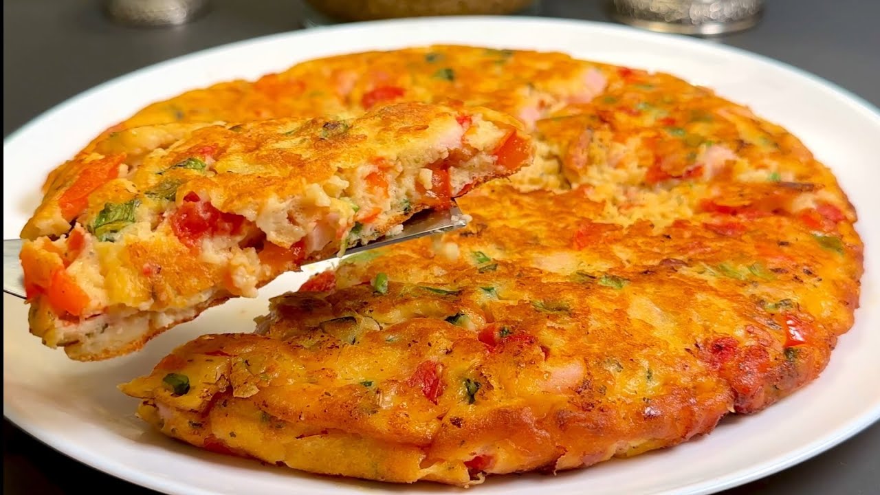 Frittata allo yogurt, prosciutto e pomodori