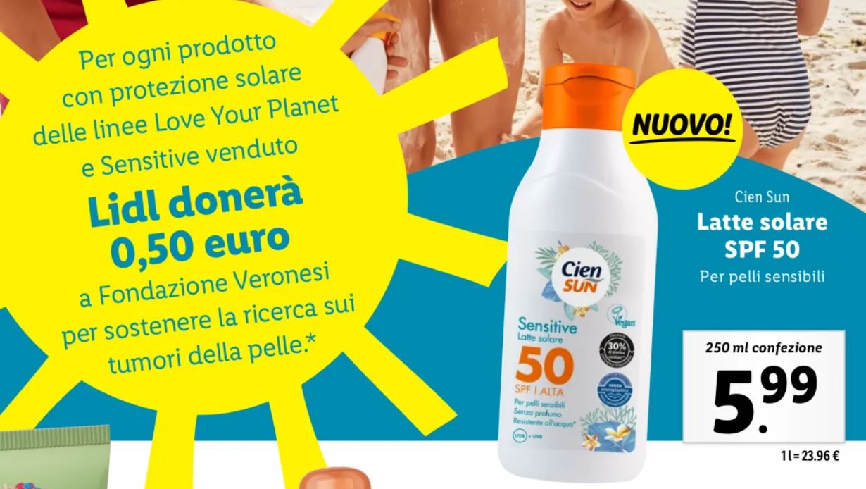 Latte solare SPF 50 Lidl Cien