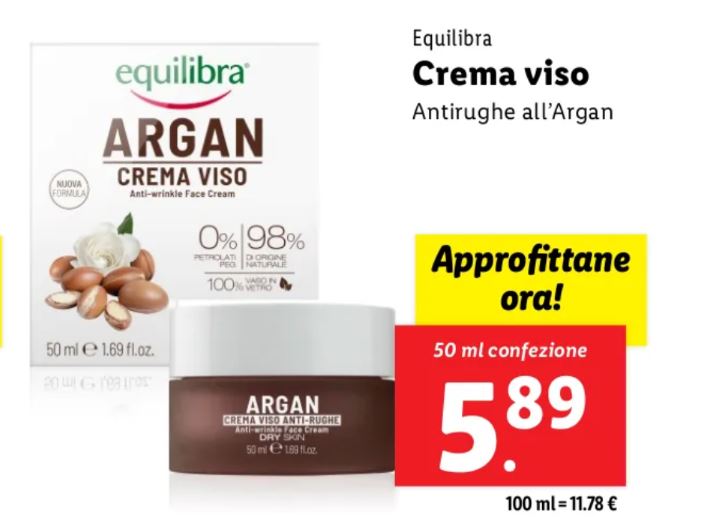 Crema viso Argan Lidl Equilibra