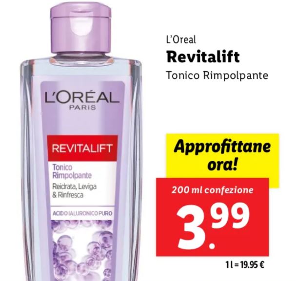 Tonico rimpolpante l'oreal Lidl