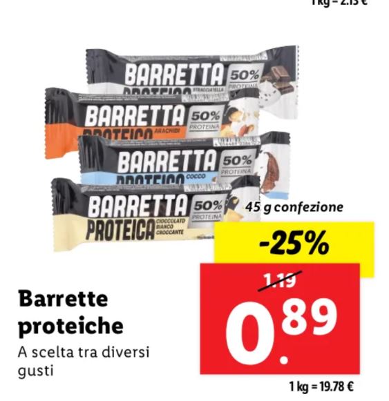 Barrette proteiche 50% lidl