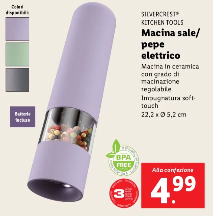 Macina sale pepe elettrico Lidl