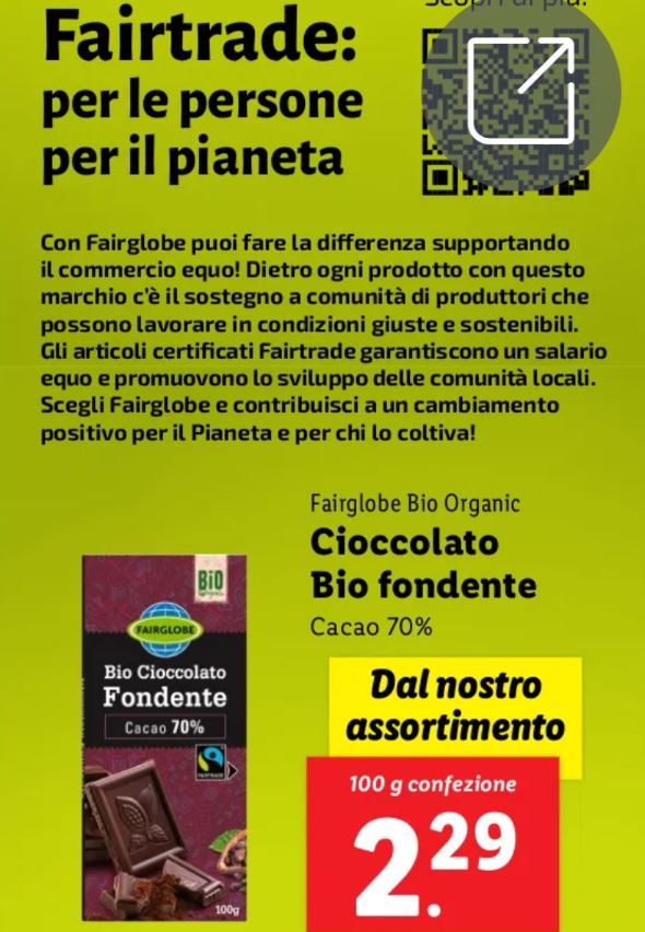 Cioccolato bio fondente 70% Fairtrade Lidl