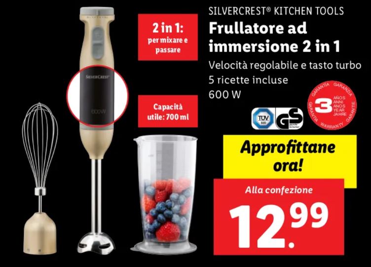 Frullatore ad immersione 2 in 1