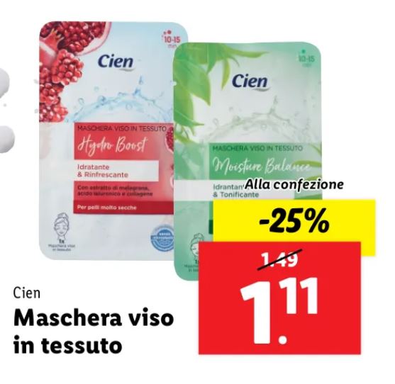 Maschera viso in tessuto cien lidl