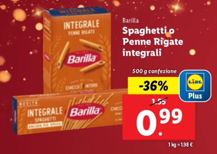 Pasta Barilla offerta Lidl