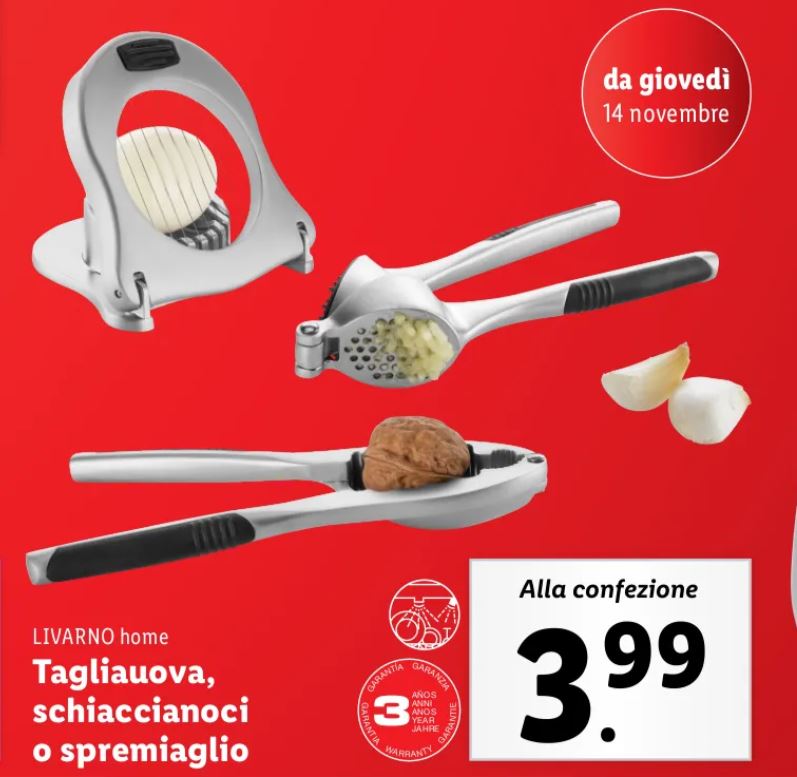 Tagliauova, spremiaglio e schiaccianoci lidl