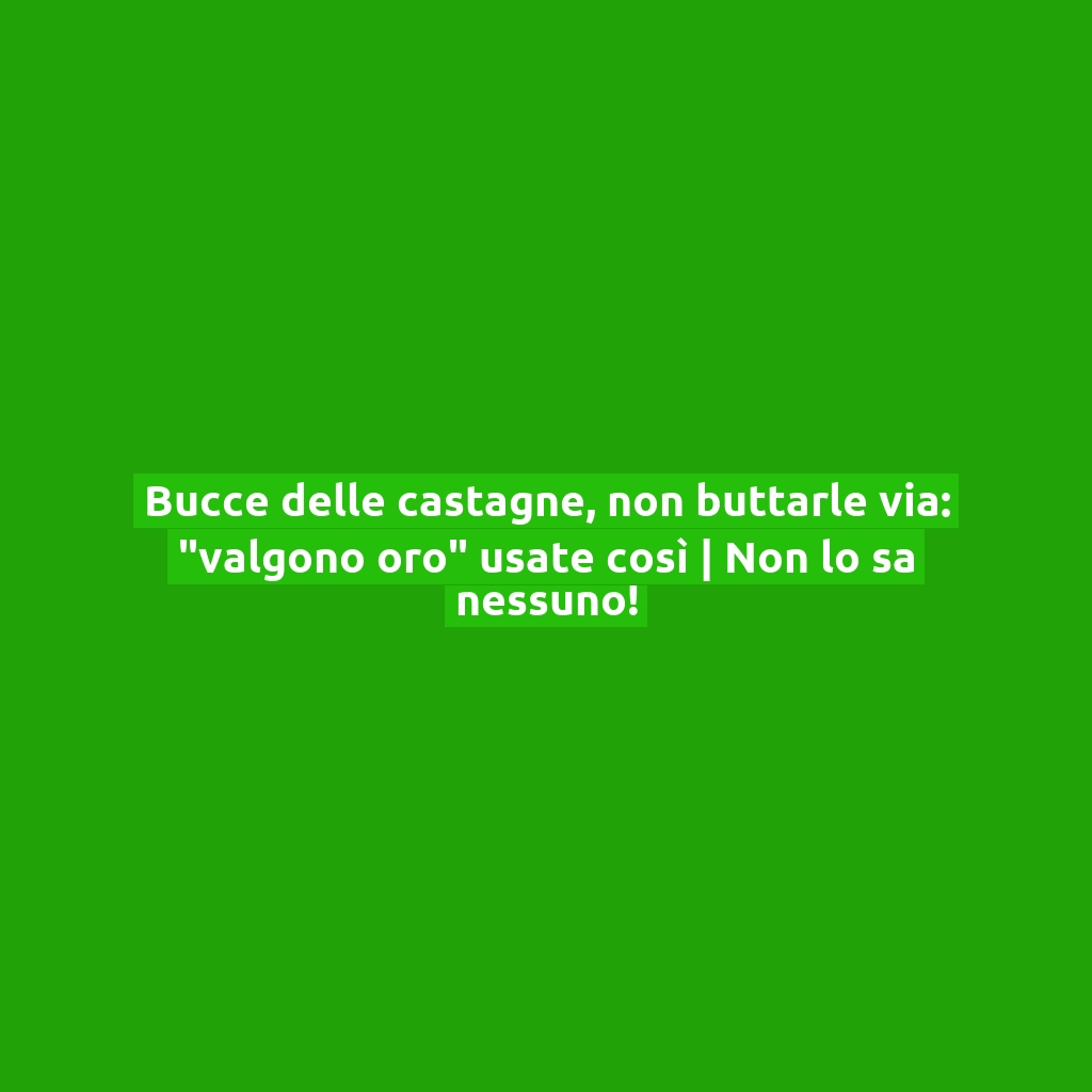 Bucce delle castagne, non buttarle via: “valgono oro” usate così | Non lo sa nessuno!