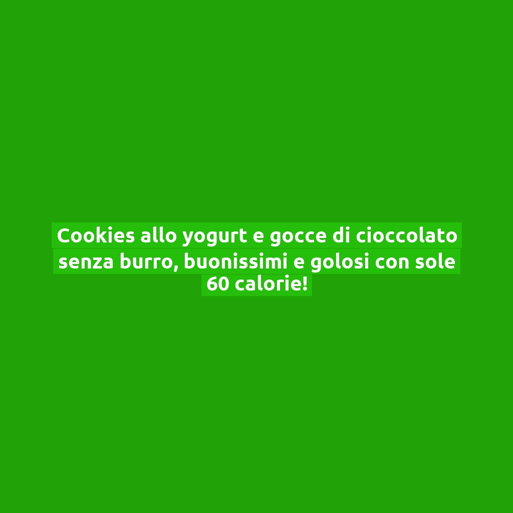 Cookies allo yogurt e gocce di cioccolato senza burro, buonissimi e golosi con sole 60 calorie!