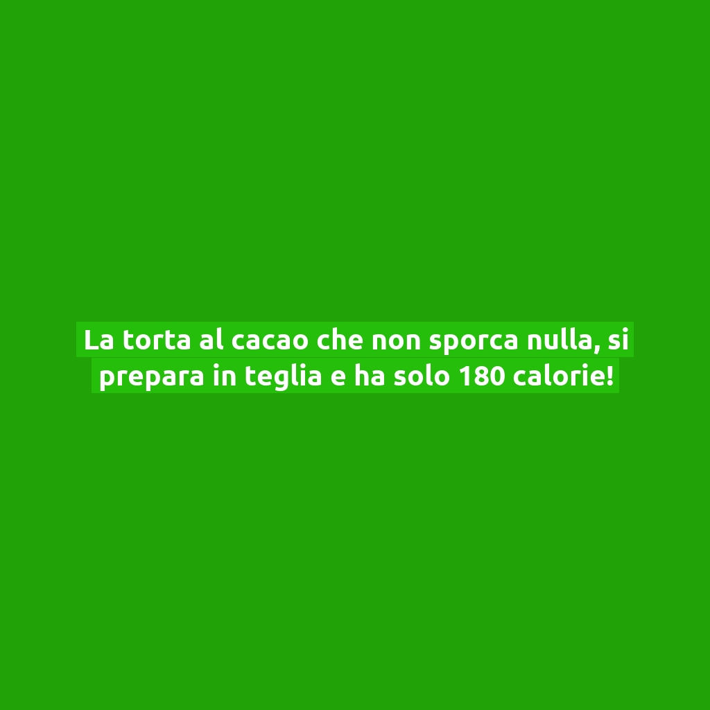 La torta al cacao che non sporca nulla, si prepara in teglia e ha solo 180 calorie!