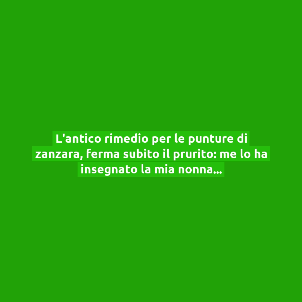 L’antico rimedio per le punture di zanzara, ferma subito il prurito: me lo ha insegnato la mia nonna!