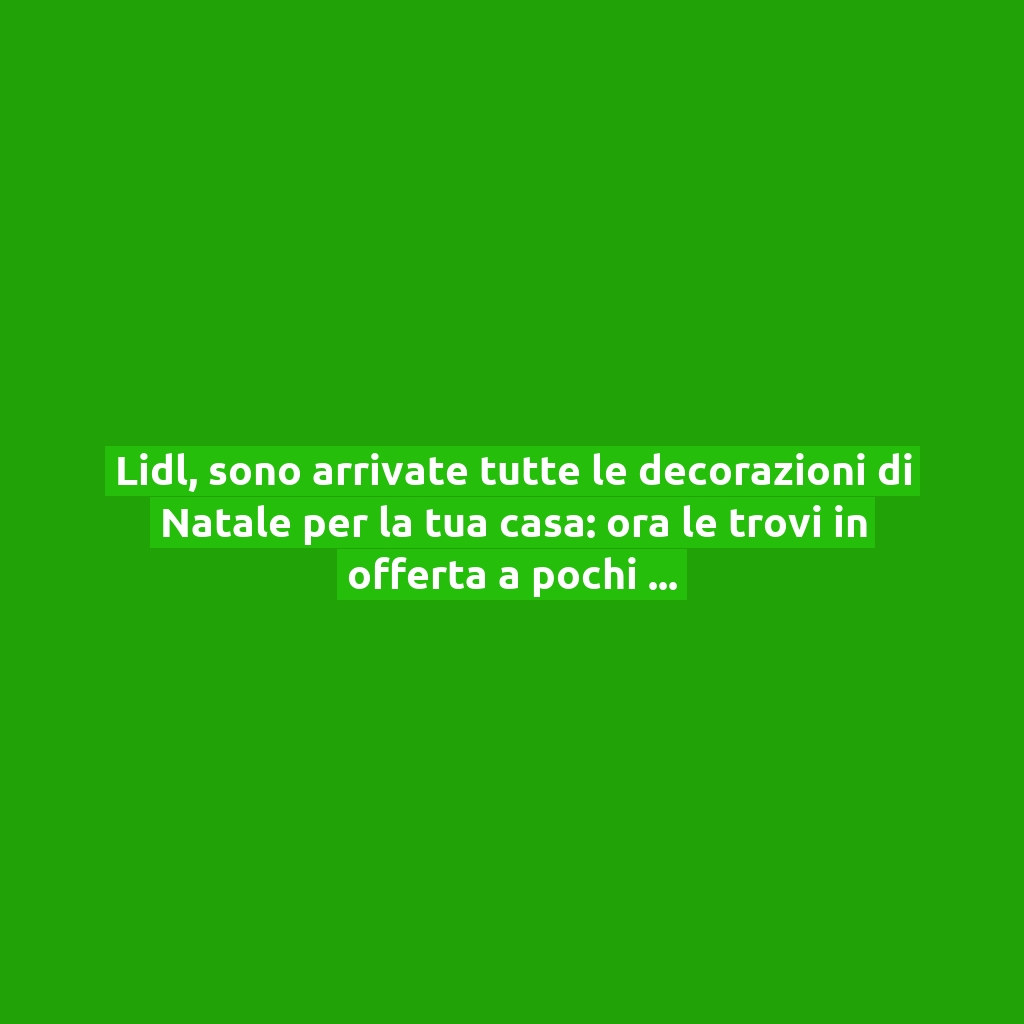 Lidl, sono arrivate tutte le decorazioni di Natale per la tua casa: ora le trovi in offerta a pochi euro | Stanno andando a ruba!