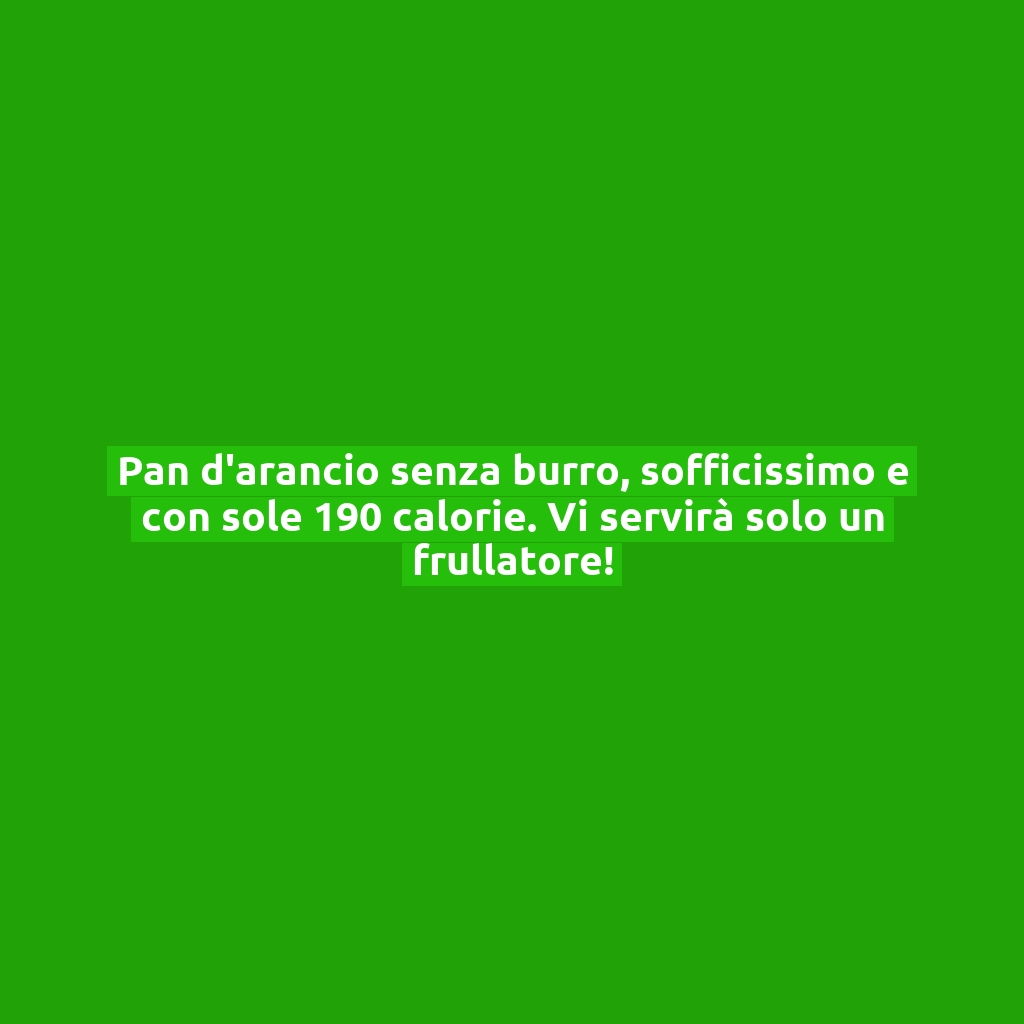 Pan d’arancio senza burro, sofficissimo e con sole 190 calorie. Vi servirà solo un frullatore!