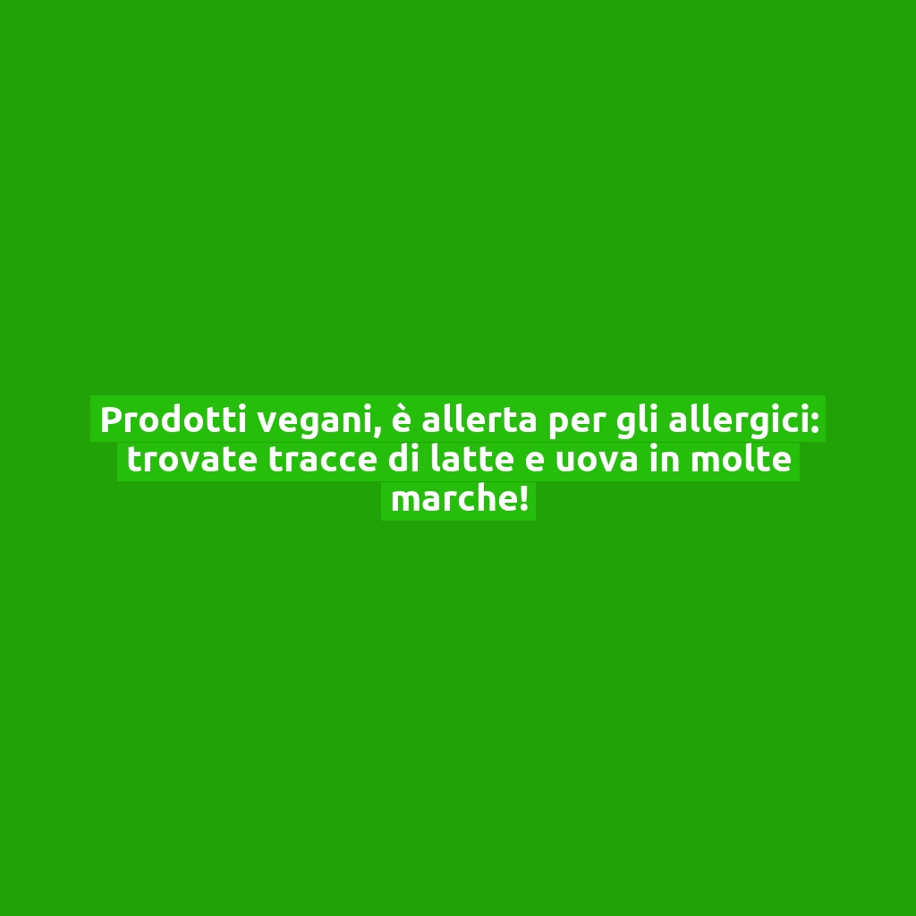 Prodotti vegani, è allerta per gli allergici: trovate tracce di latte e uova in molte marche!